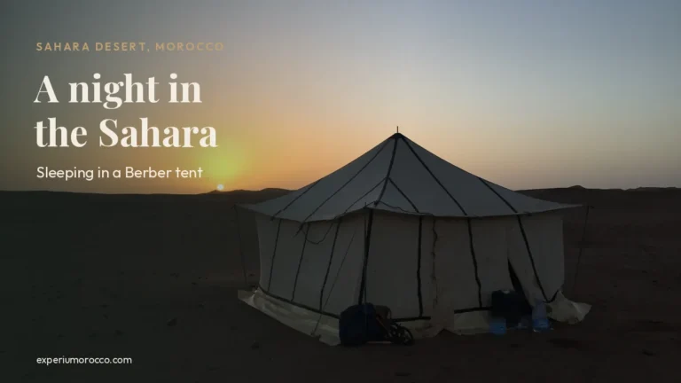 A night in the Sahara Desert: Berber tent in a Morocco desert camp